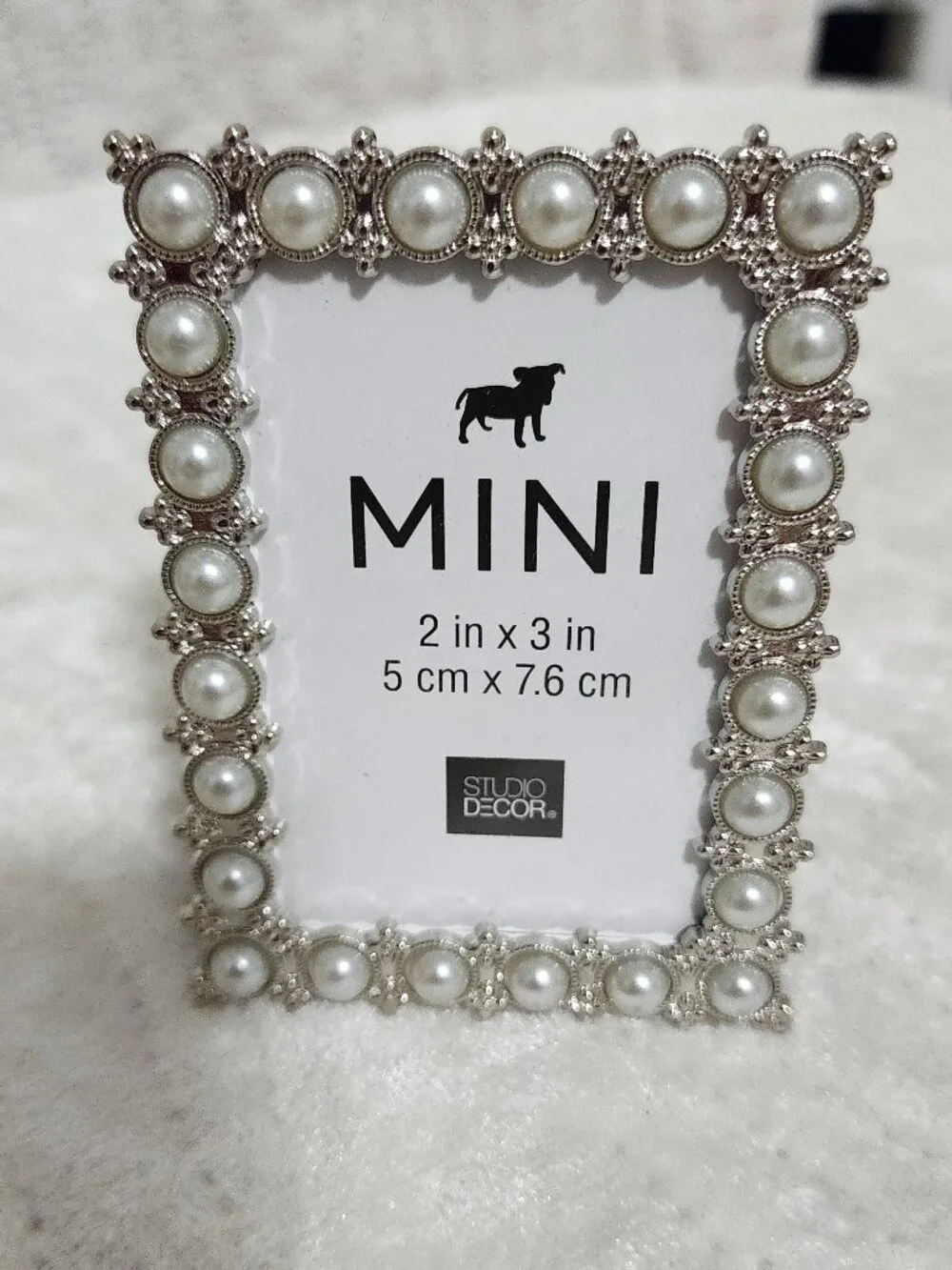 Enhanced Picture Frames Set Of Two, Pearls and Rhinestone 8" x 10", and 2" x 3" - Picture 3 of 6